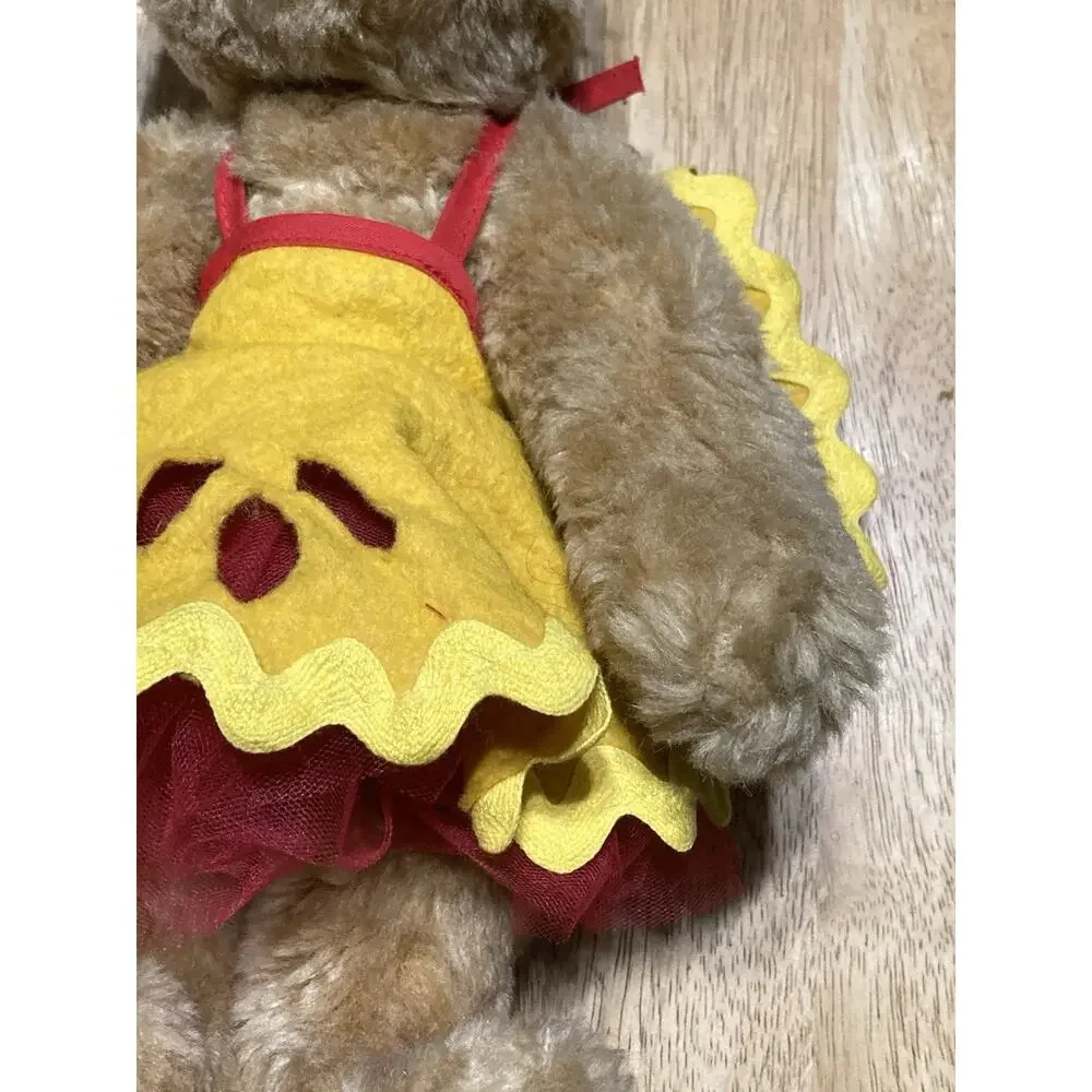 Authentic Vermont Teddy Bear Plush Jointed Suede Pads Yellow Felt Dress Red Tutu